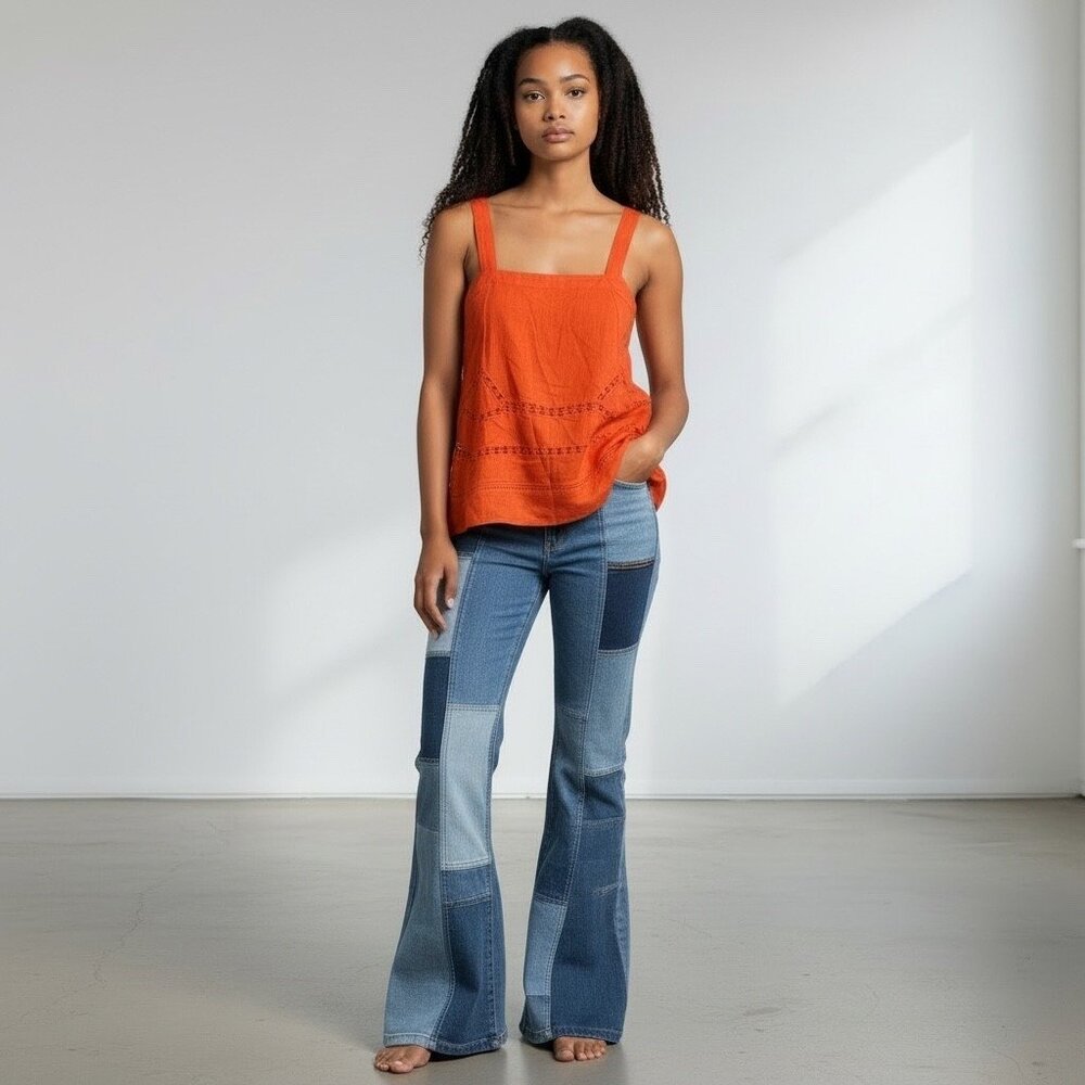 Free People Charlotte Tunic Poppy Red Orange Lace Cotton Open Back NWOT Small